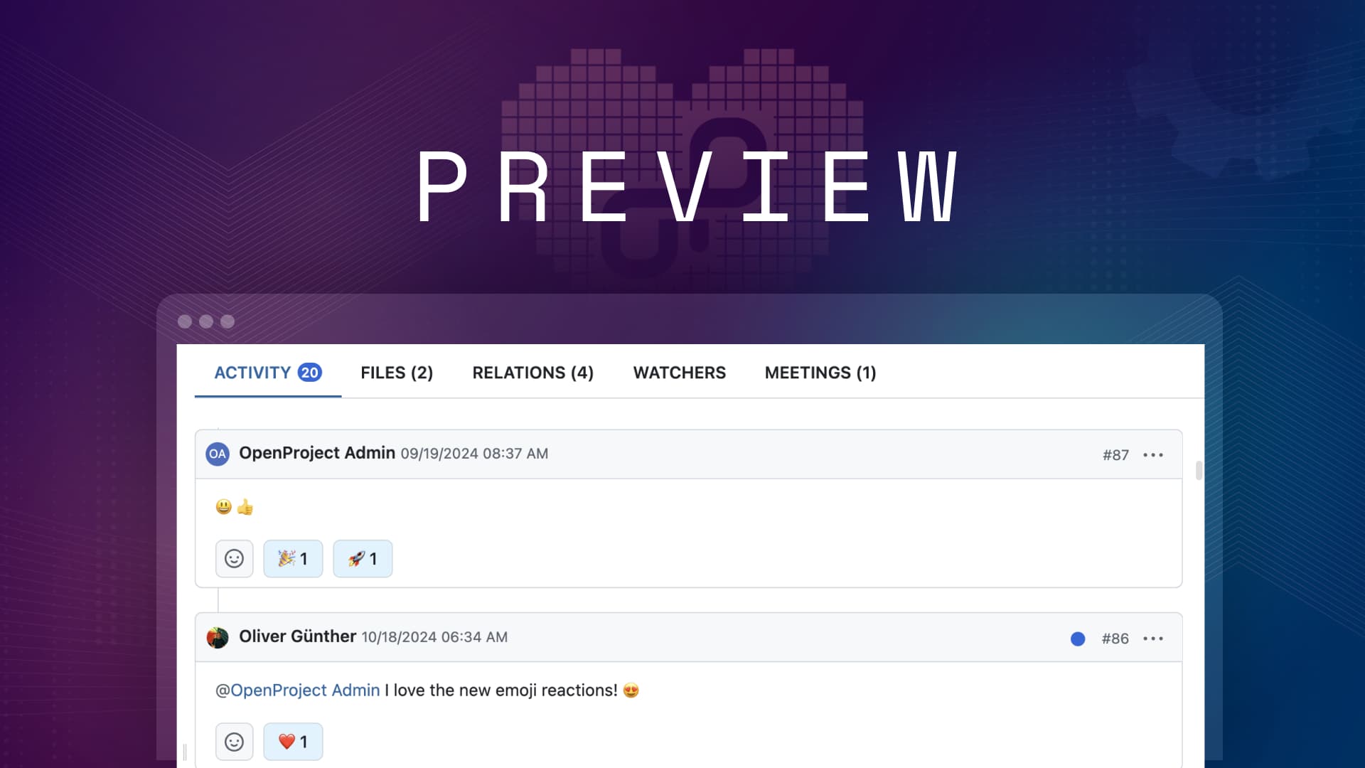 Preview: Emoji reactions on work package comments Preview: Emoji reactions on work package comments