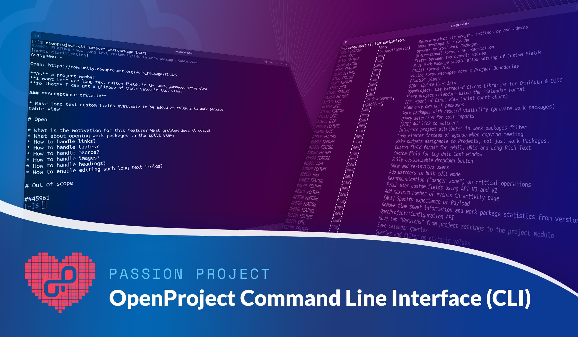 Passion project: Introduce OpenProject Command Line Interface (CLI) Passion project: Introduce OpenProject Command Line Interface (CLI)