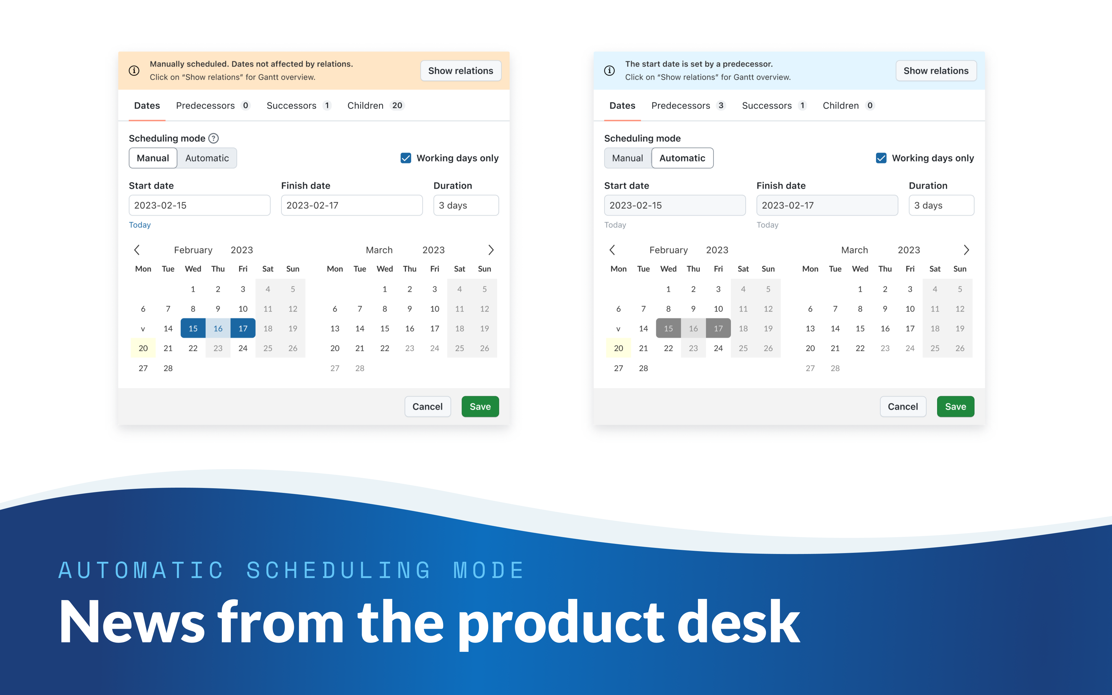 News from the Product Desk: New automatic scheduling mode News from the Product Desk: New automatic scheduling mode