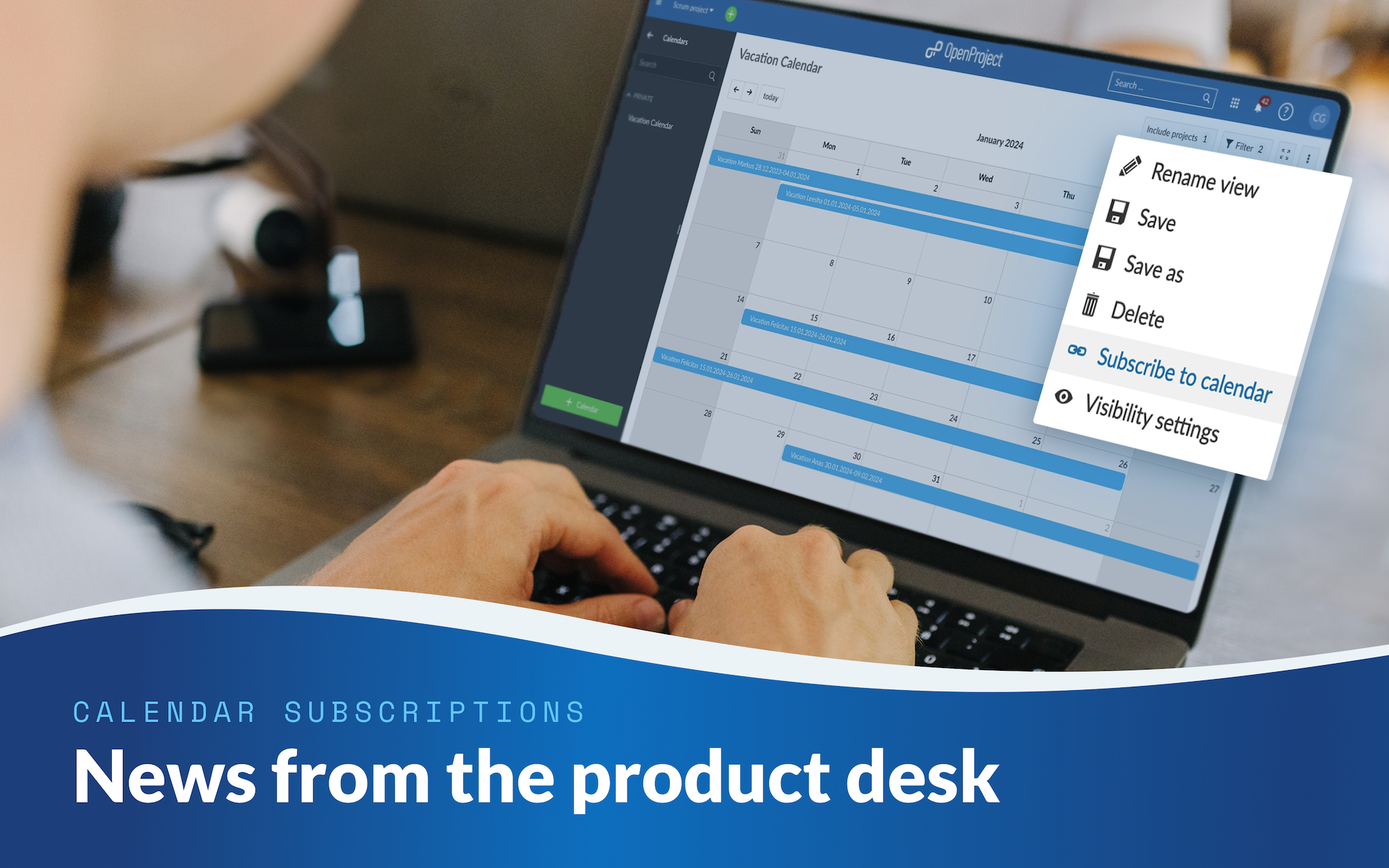 News from the product desk: Calendar subscriptions News from the product desk: Calendar subscriptions