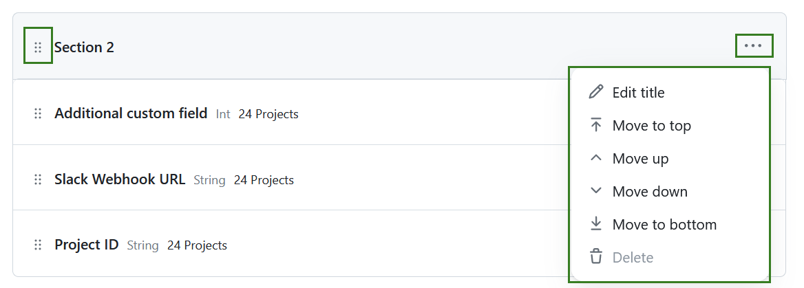 Edit project attribute sections in OpenProject administration