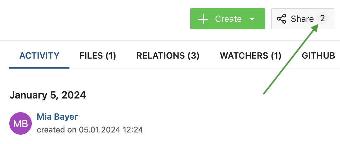 Anzahl der Benutzer, mit denen das Arbeitspaket geteilt wurde