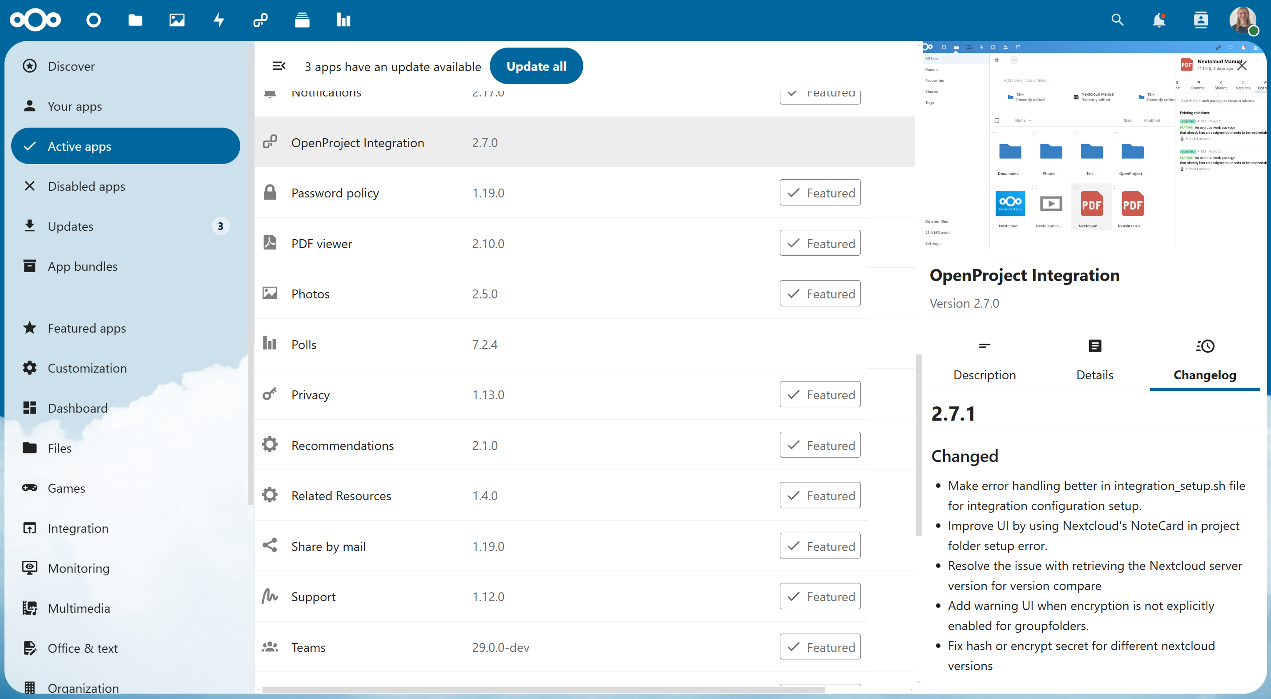 OpenProject integration app for Nextcloud released in version 2.7.1 OpenProject integration app for Nextcloud released in version 2.7.1