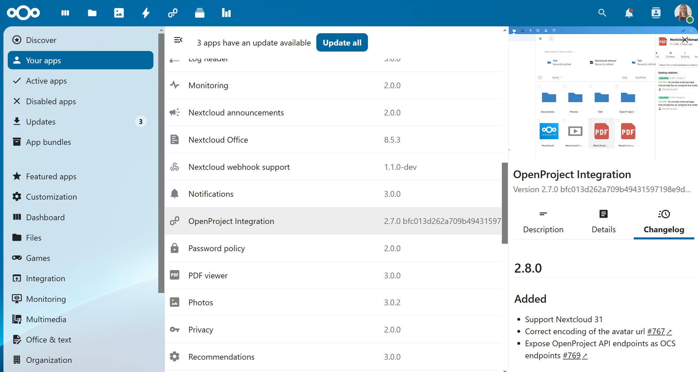 OpenProject integration app for Nextcloud released in version 2.8.0 OpenProject integration app for Nextcloud released in version 2.8.0