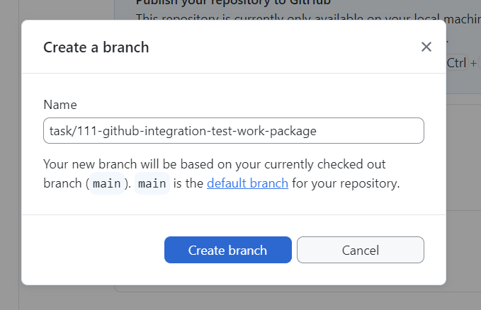 Enter new branch git snippet to your git desktop client
