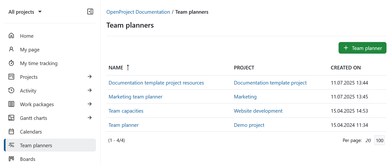 The Team planners global module