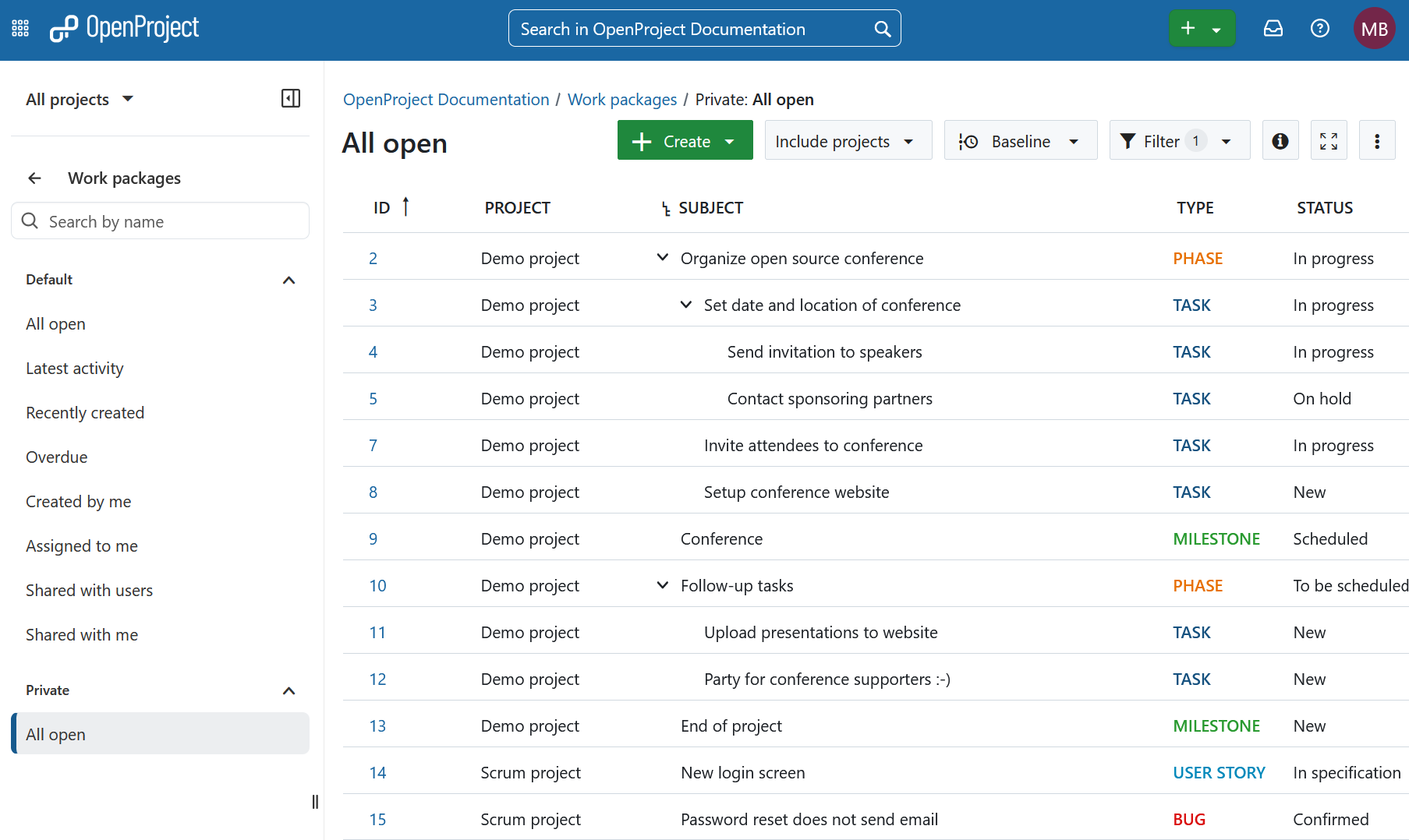 The Work packages global module