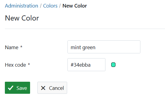 Define a new color in OpenProject administration