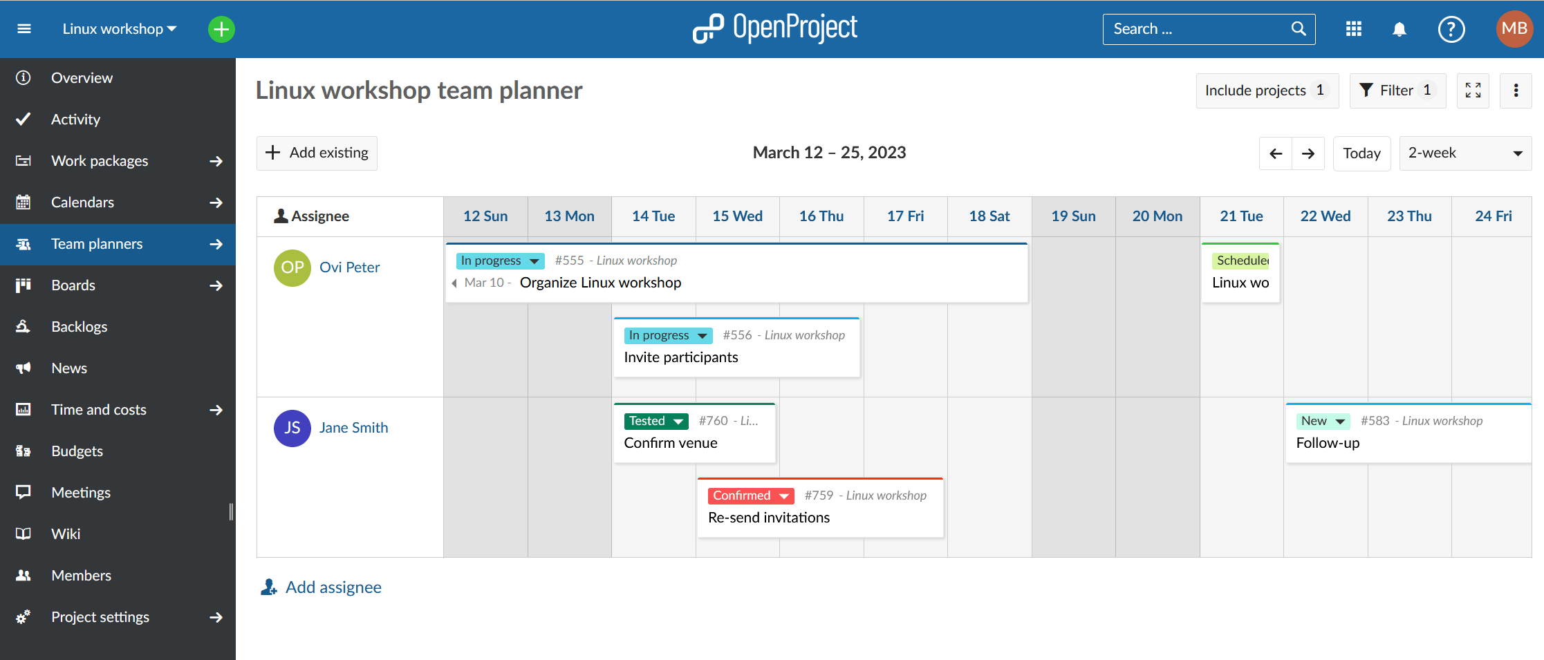 OpenProject-Teamplaner