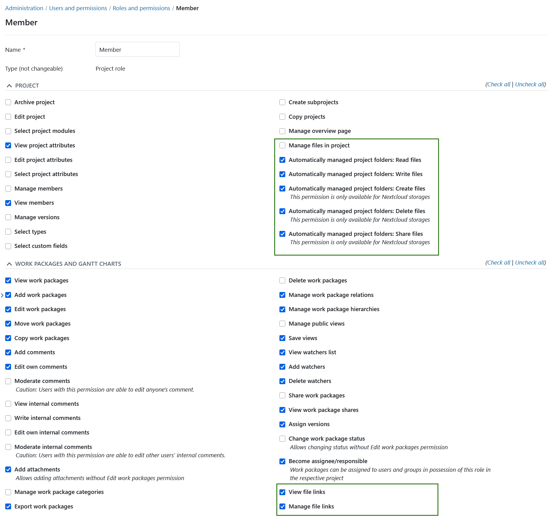 Files storages permissions in OpenProject
