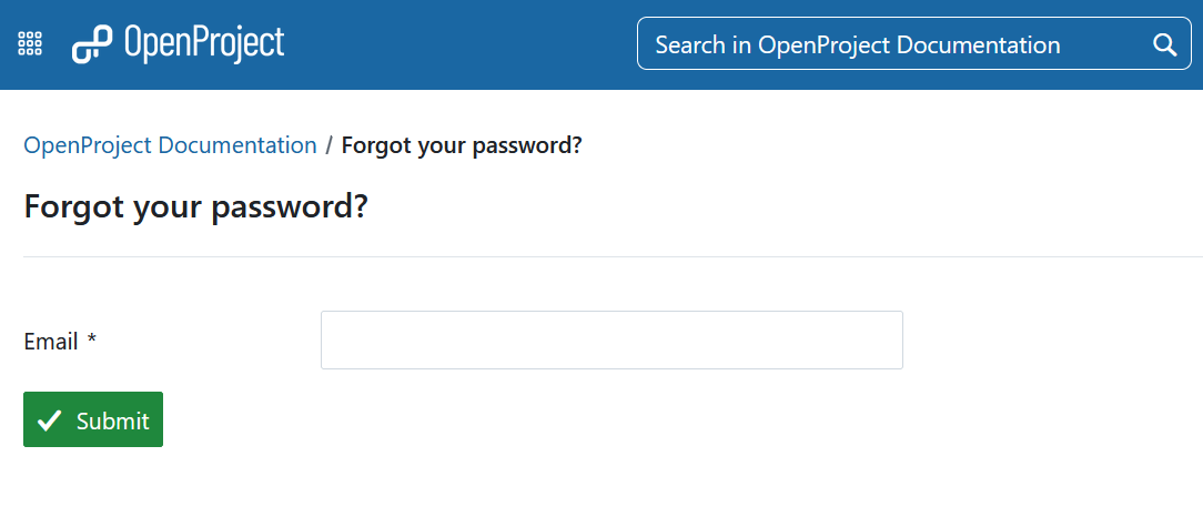 Enter your email address to log into OpenProject