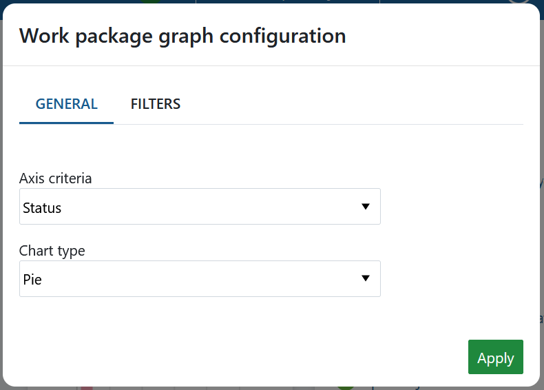 Configure axis criteria for a work packages widget on a project overview page in OpenProject