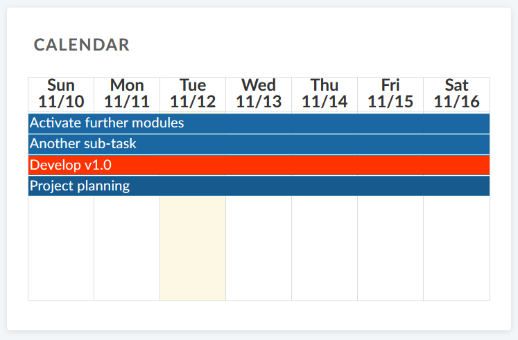 Calendar widget on a project overview page in OpenProject