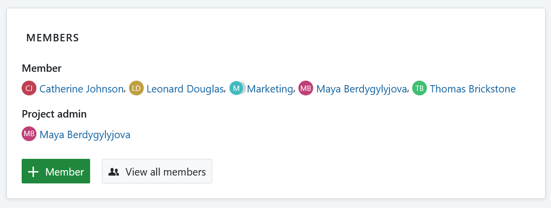 Project members widget in OpenProject