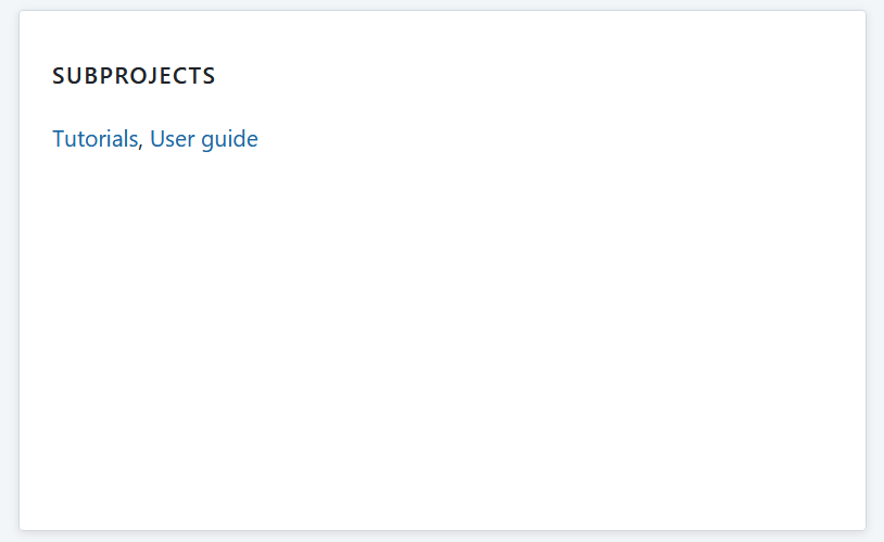 Subprojects widget displayed on a project overview page in OpenProject