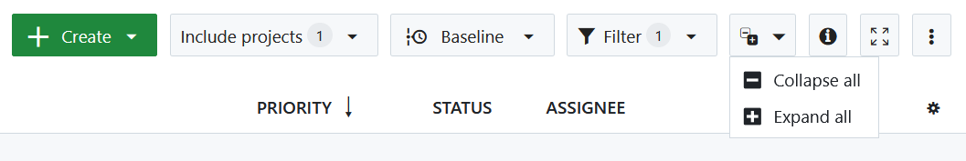 Collapse all button in OpenProject work packages table