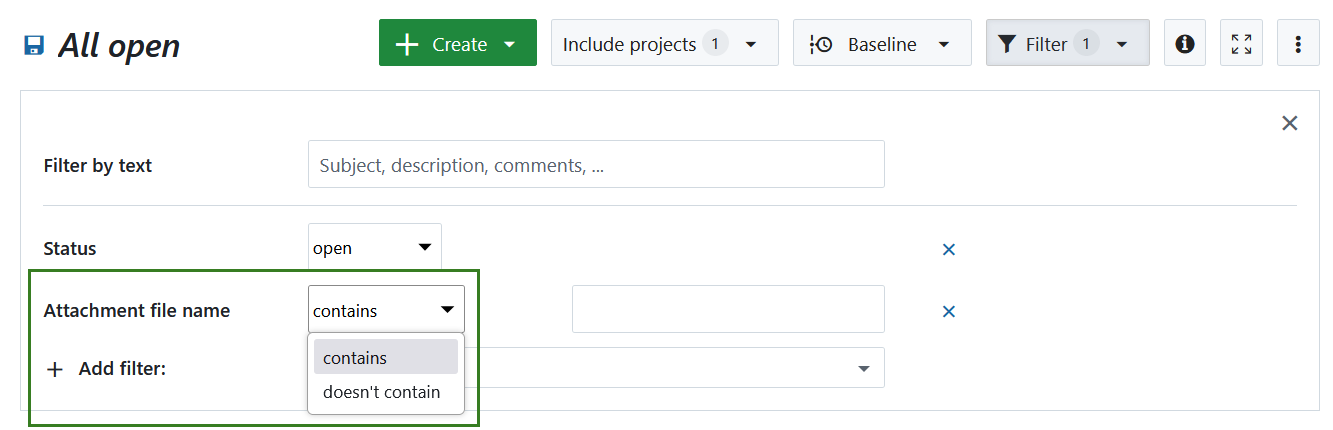 Advanced filter options in OpenProject work package table