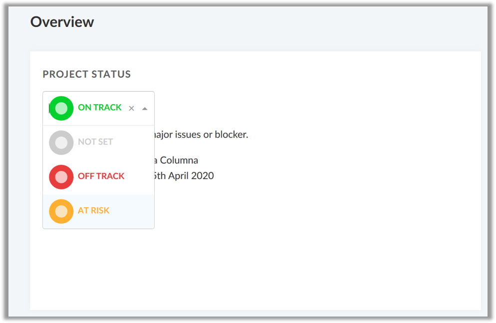Widget für Projektstatus