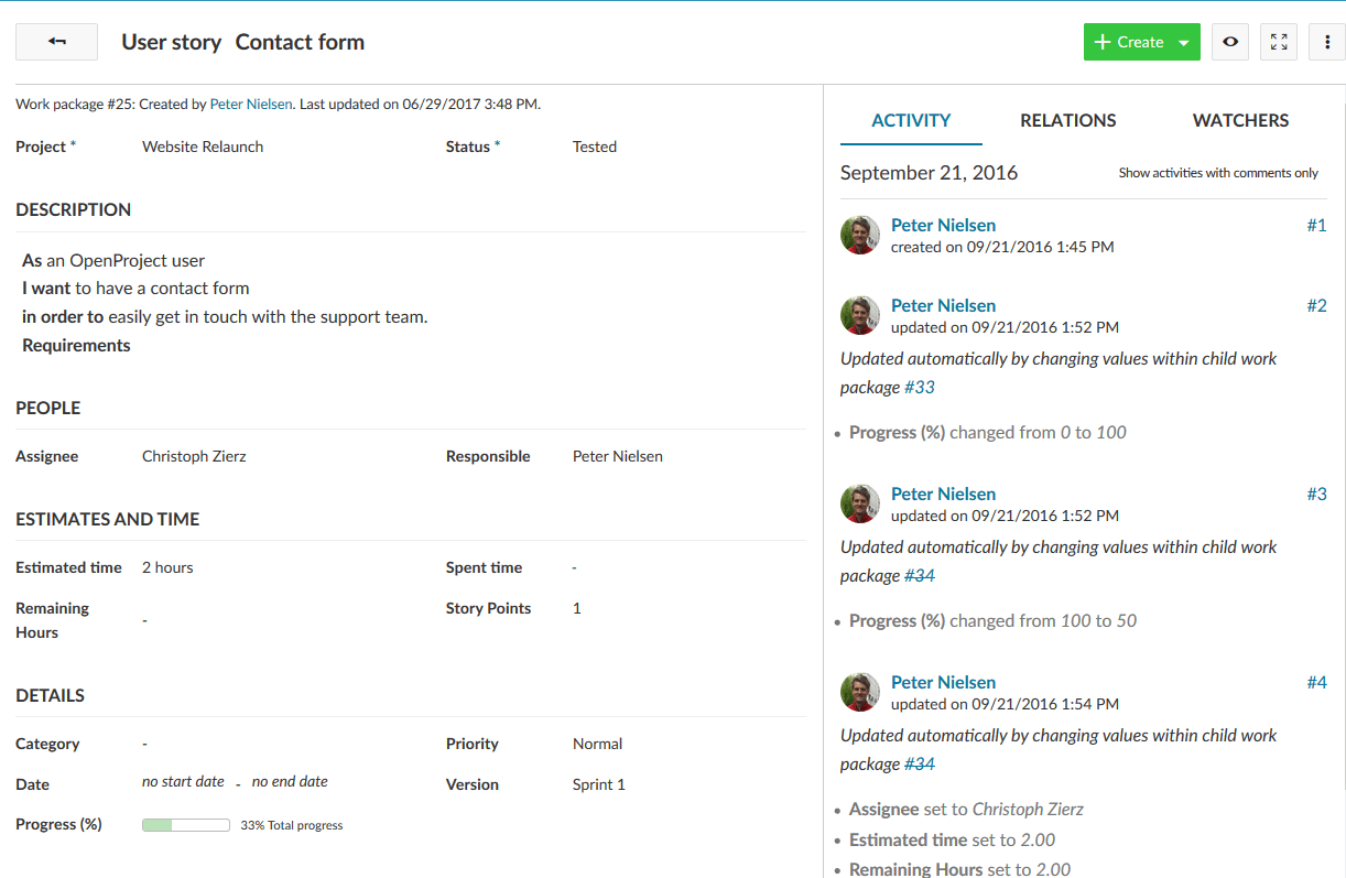 Create User Story Create user story
